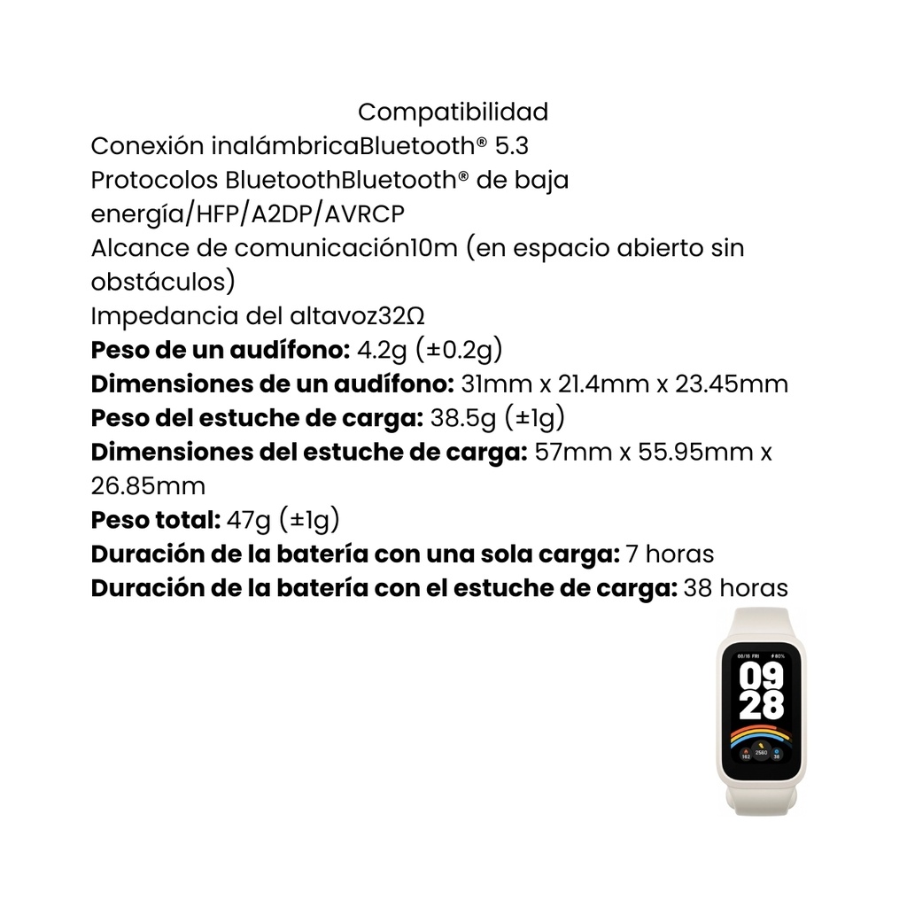Smart Band Xiaomi 9 Active Pantalla Amoled 1.47 Pulgadas Blanco Beige
