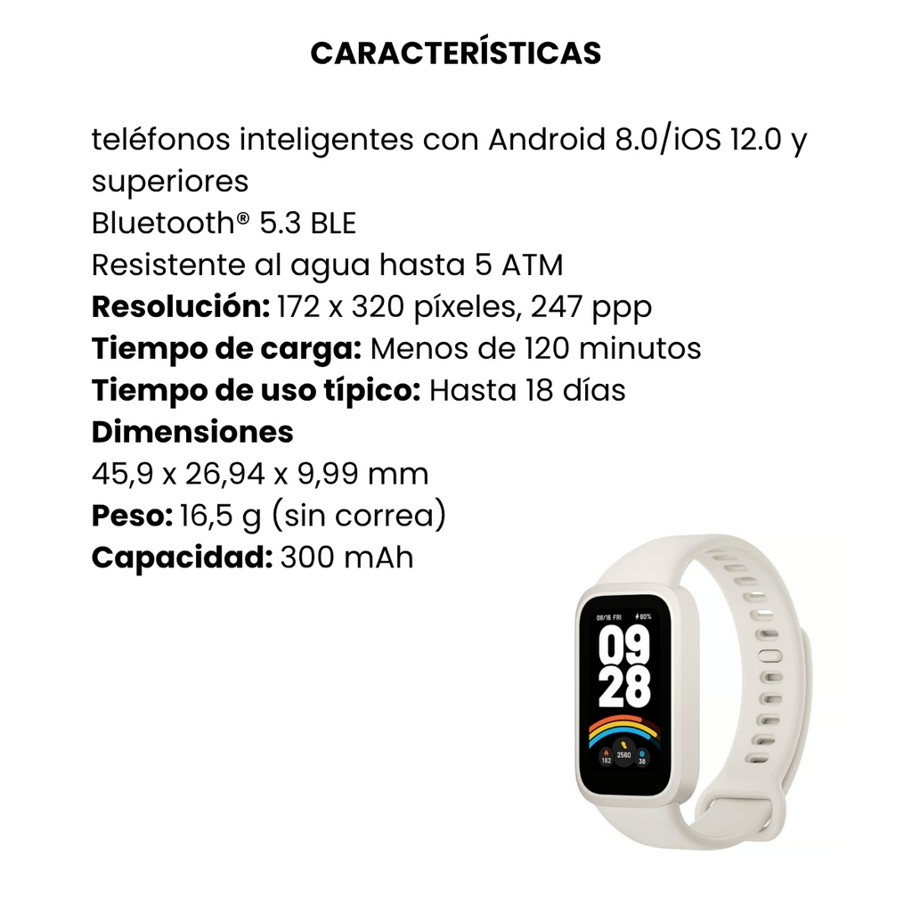 Smart Band Xiaomi 9 Active Pantalla Amoled 1.47 Pulgadas Blanco Beige