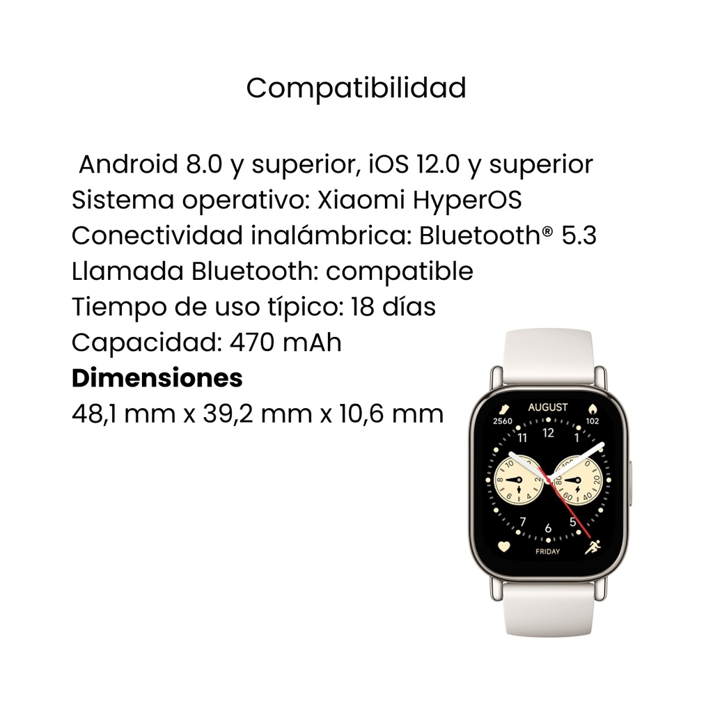 Reloj Xiaomi Redmi Watch 5 Lite Color Oro Claro