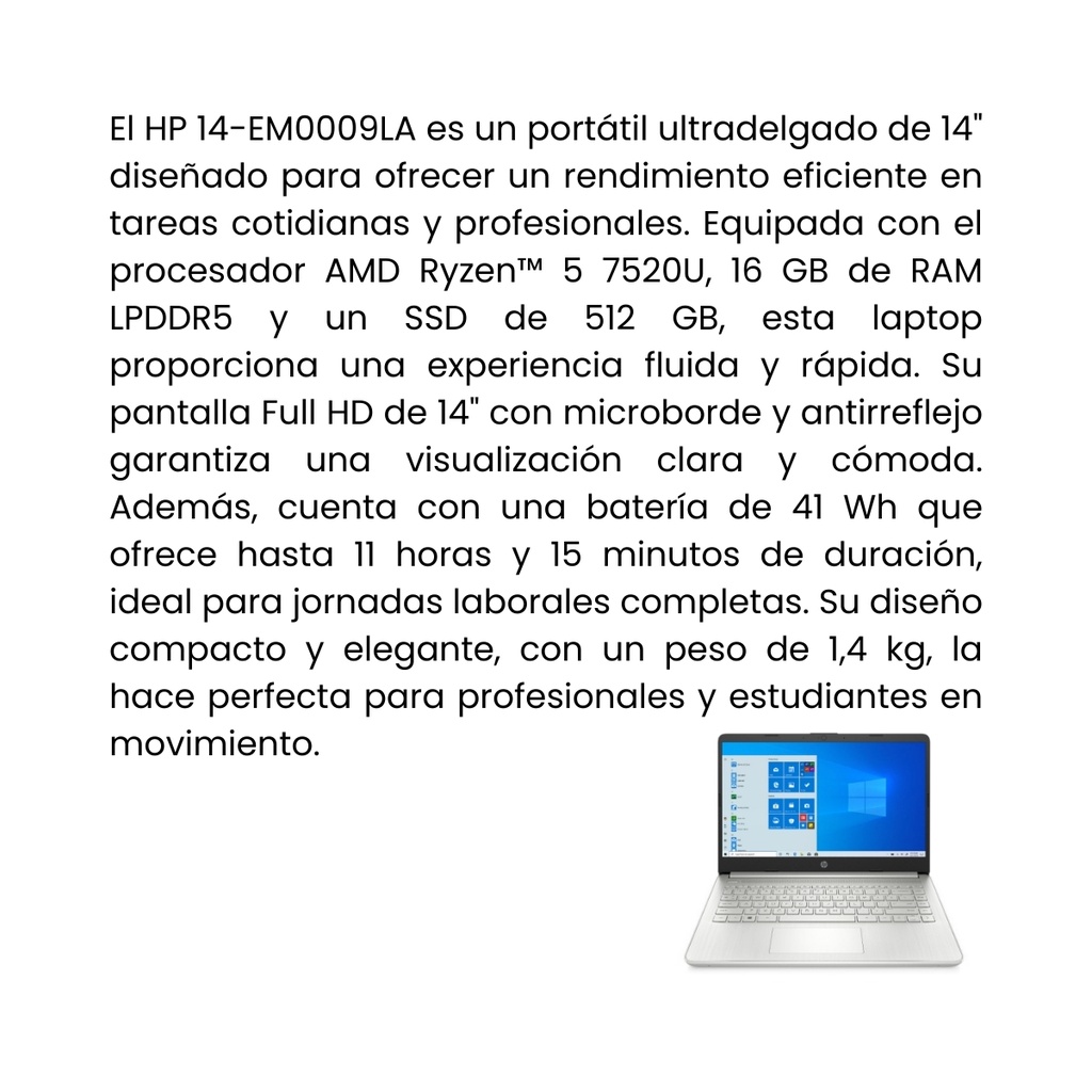 Portatil HP Ultradelgada  Elite14" 16GB Ram i5 7520U FreeDOS 3.0 Gris