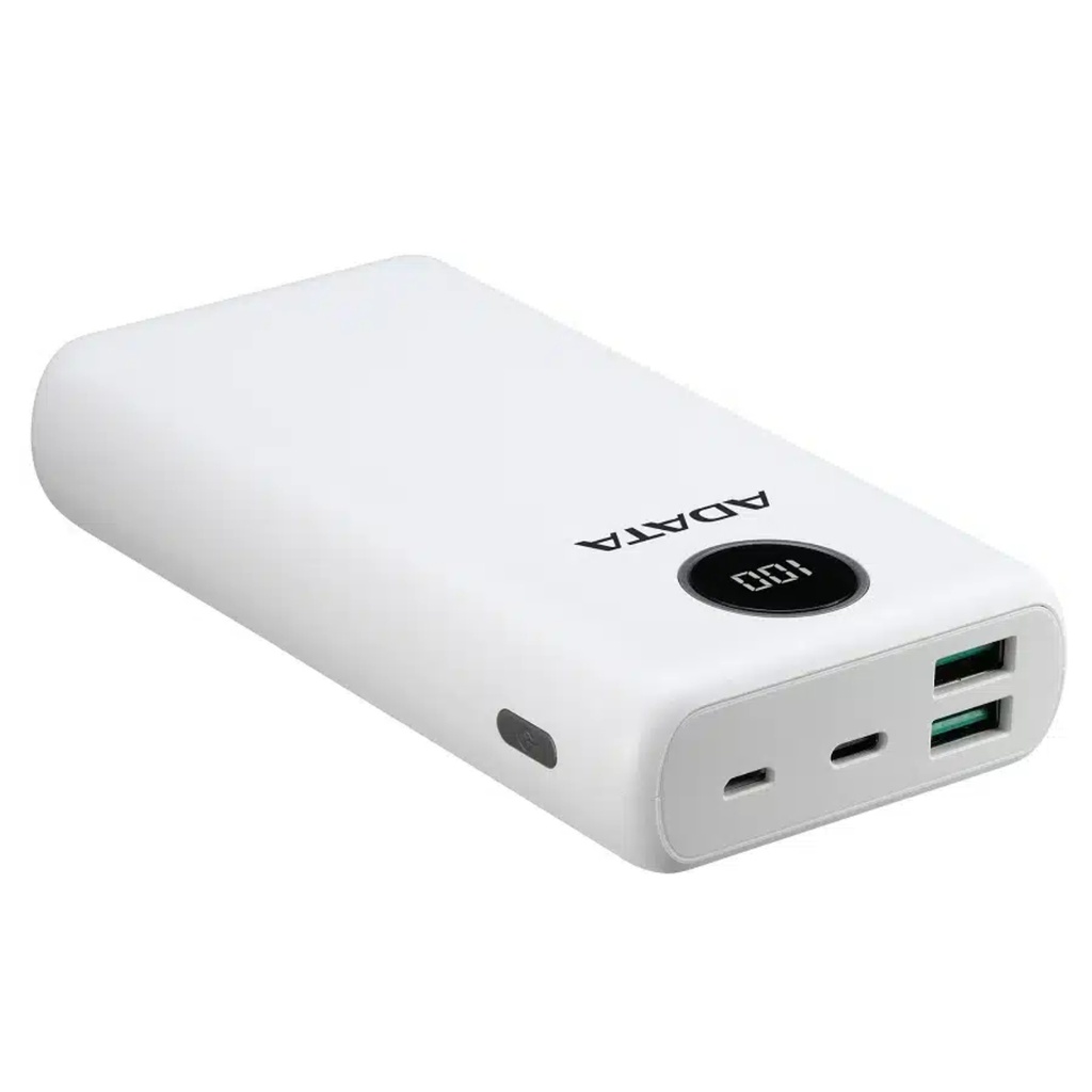 Batería Externa Adata 20000mAh 2 puertos USB Quick Charge + 1 Puerto Tipo C Salida + 1 Puerto Tipo C Entrada Blanca