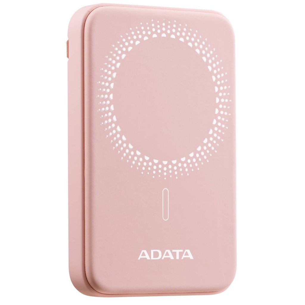 Batería Recargable Magnética Adata 5000mAh, 1 Puerto Tipo C Entrada Y Salida Color Rosado