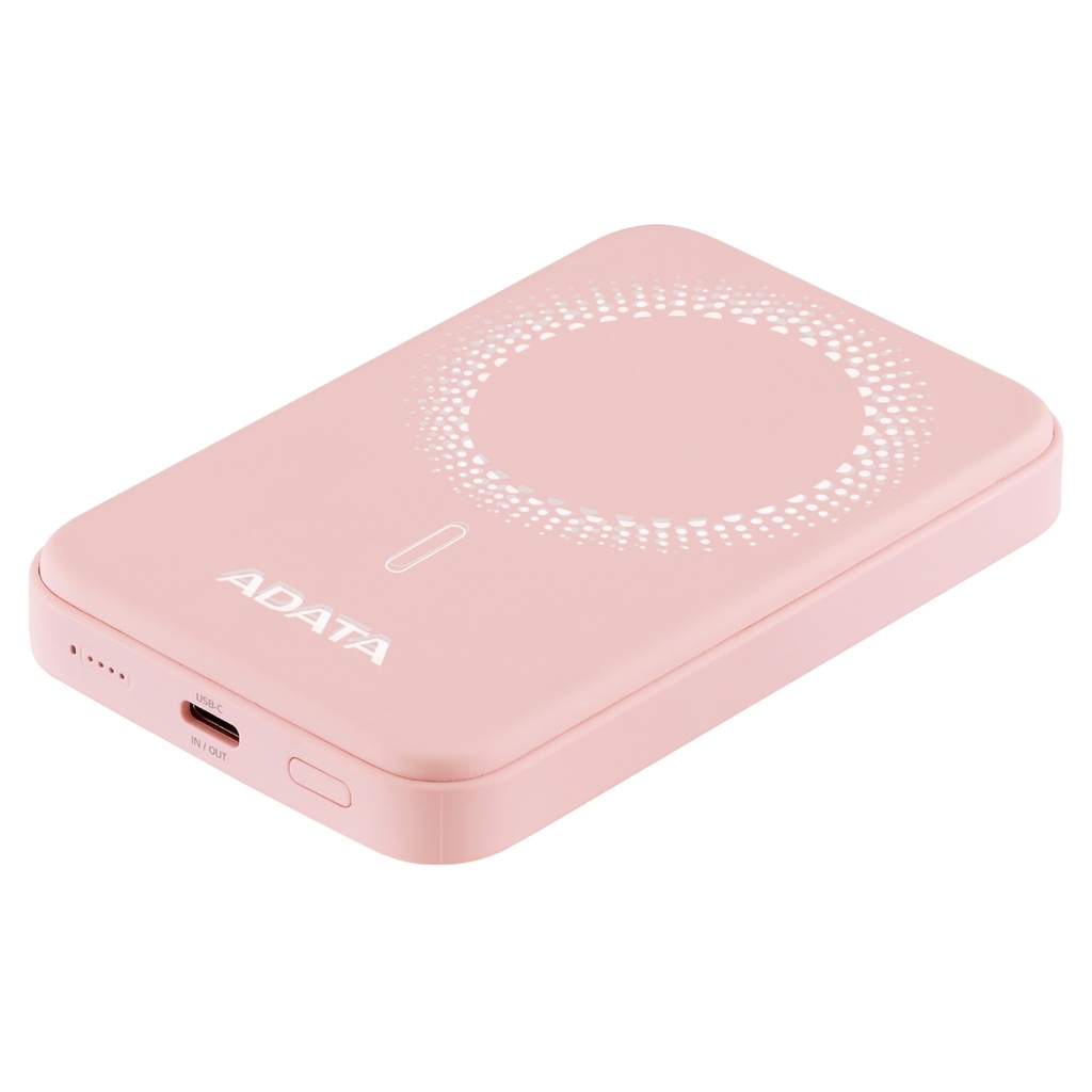 Batería Recargable Magnética Adata 5000mAh, 1 Puerto Tipo C Entrada Y Salida Color Rosado