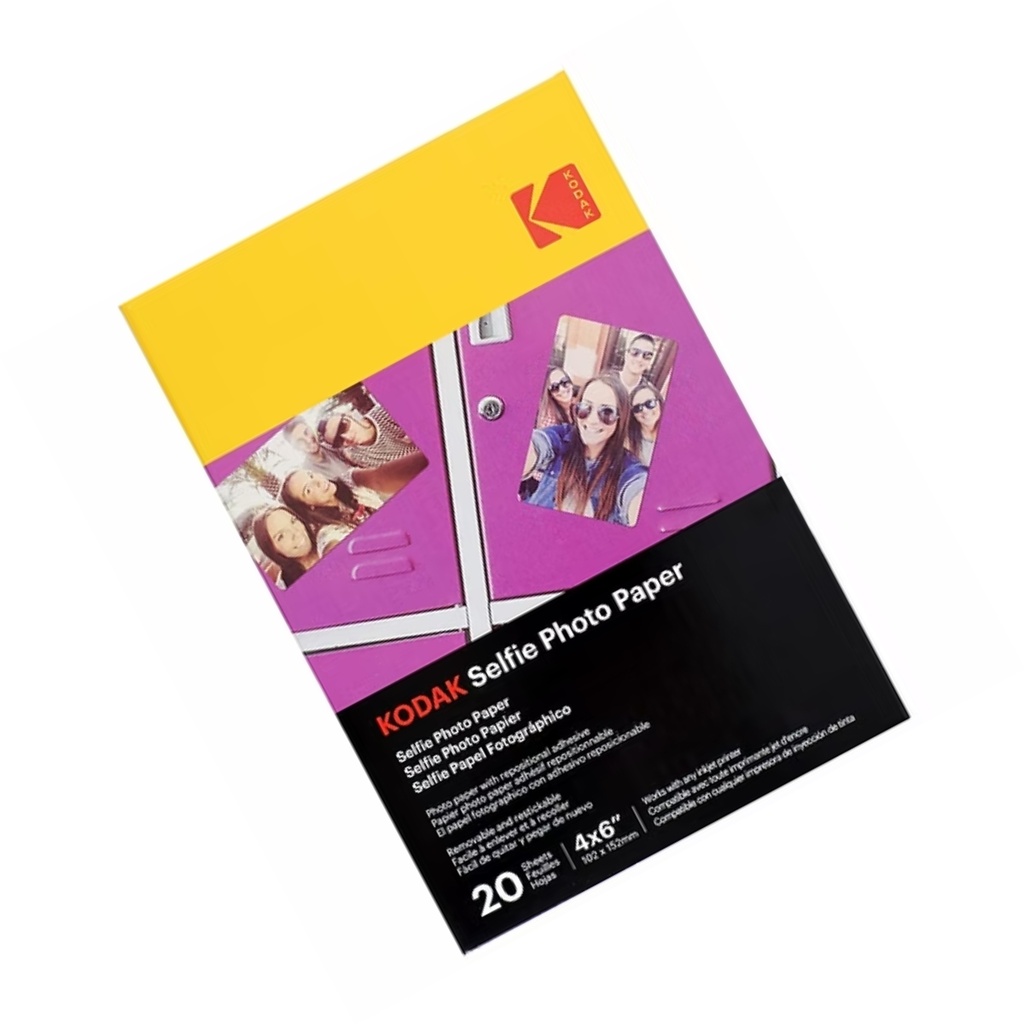 Papel Fotográfico Kodak Selfie 4x6" 200 gr x 20 Hojas Adhesivo