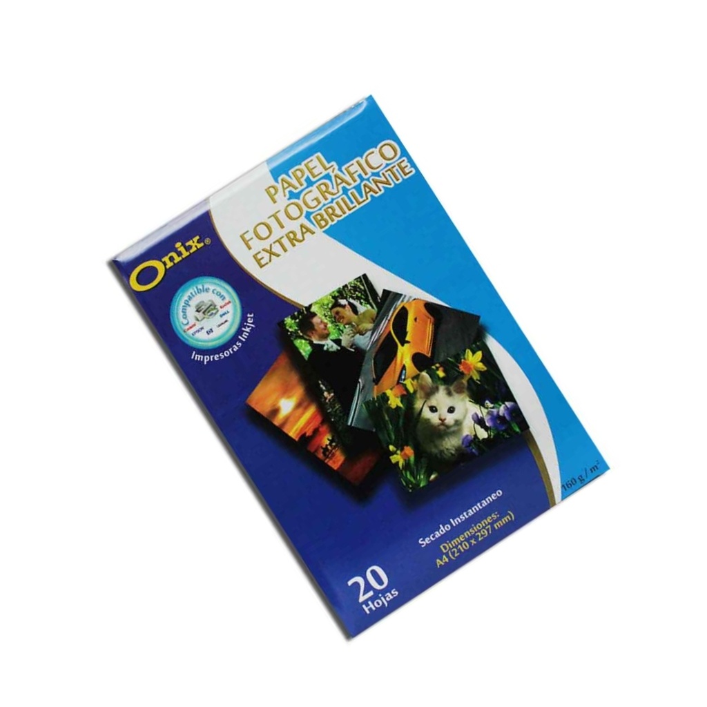 Papel Fotográfico Onix Carta 220 gr x 20 Hojas Doble Cara Brillante