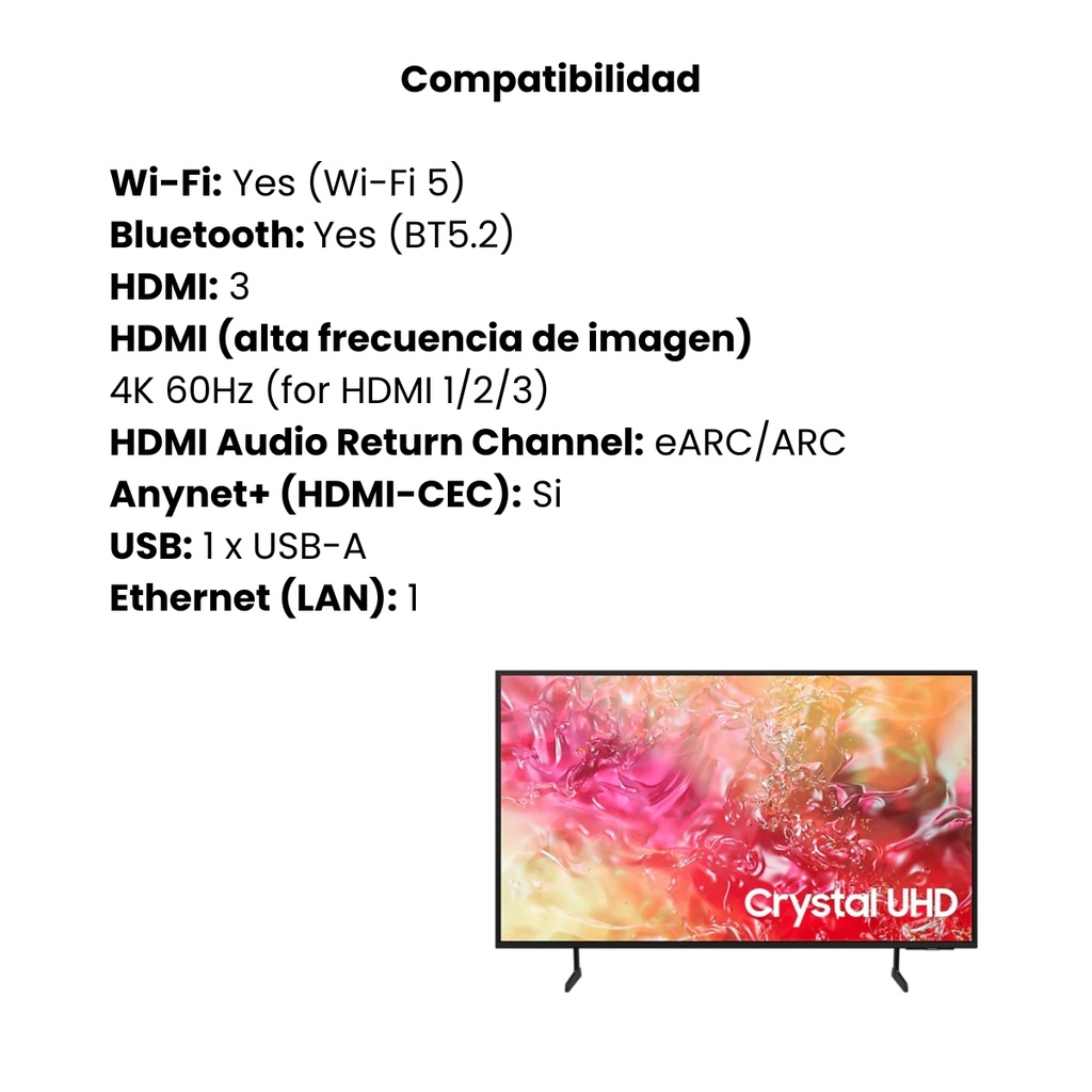 Televisor Samsung 55" Crystal UHD 4K Smart TV 