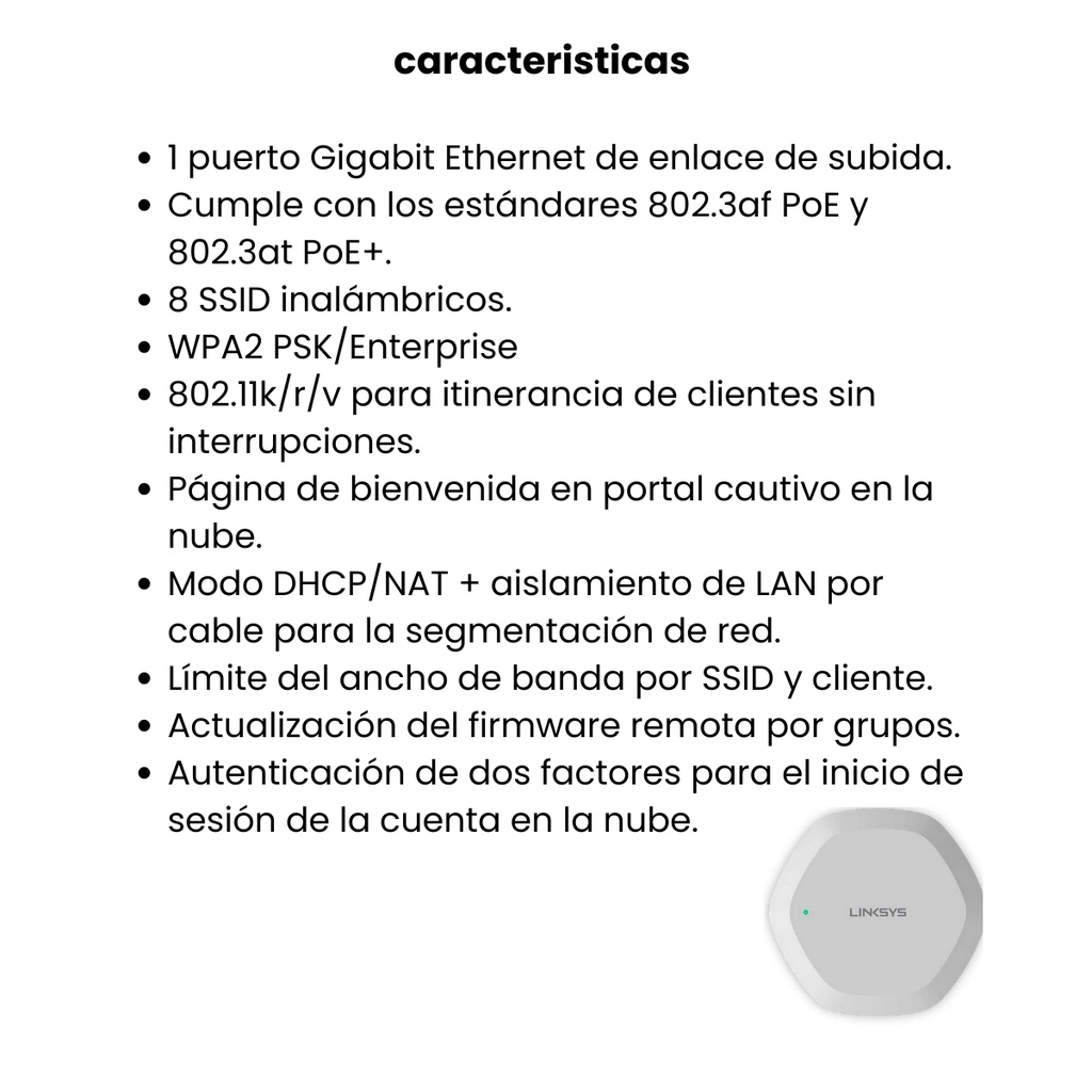 Punto de Acceso Linksys Wi-Fi 5 Doble Banda con Gestión en la Nube