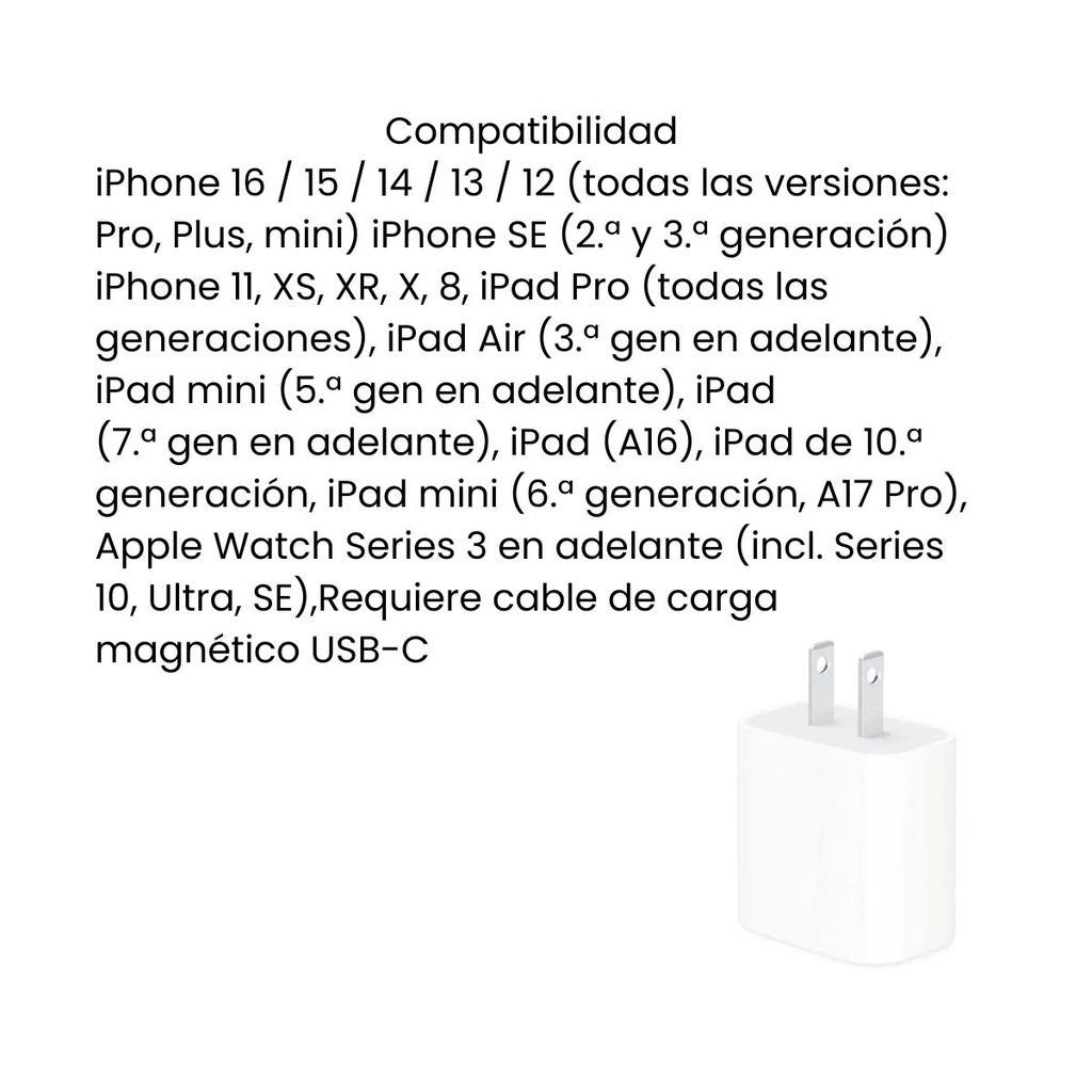Adaptador de carga USB-C de 20 W