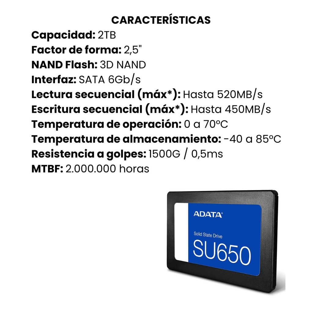 Disco de estado sólido ADATA Ultimate 2TB SU650