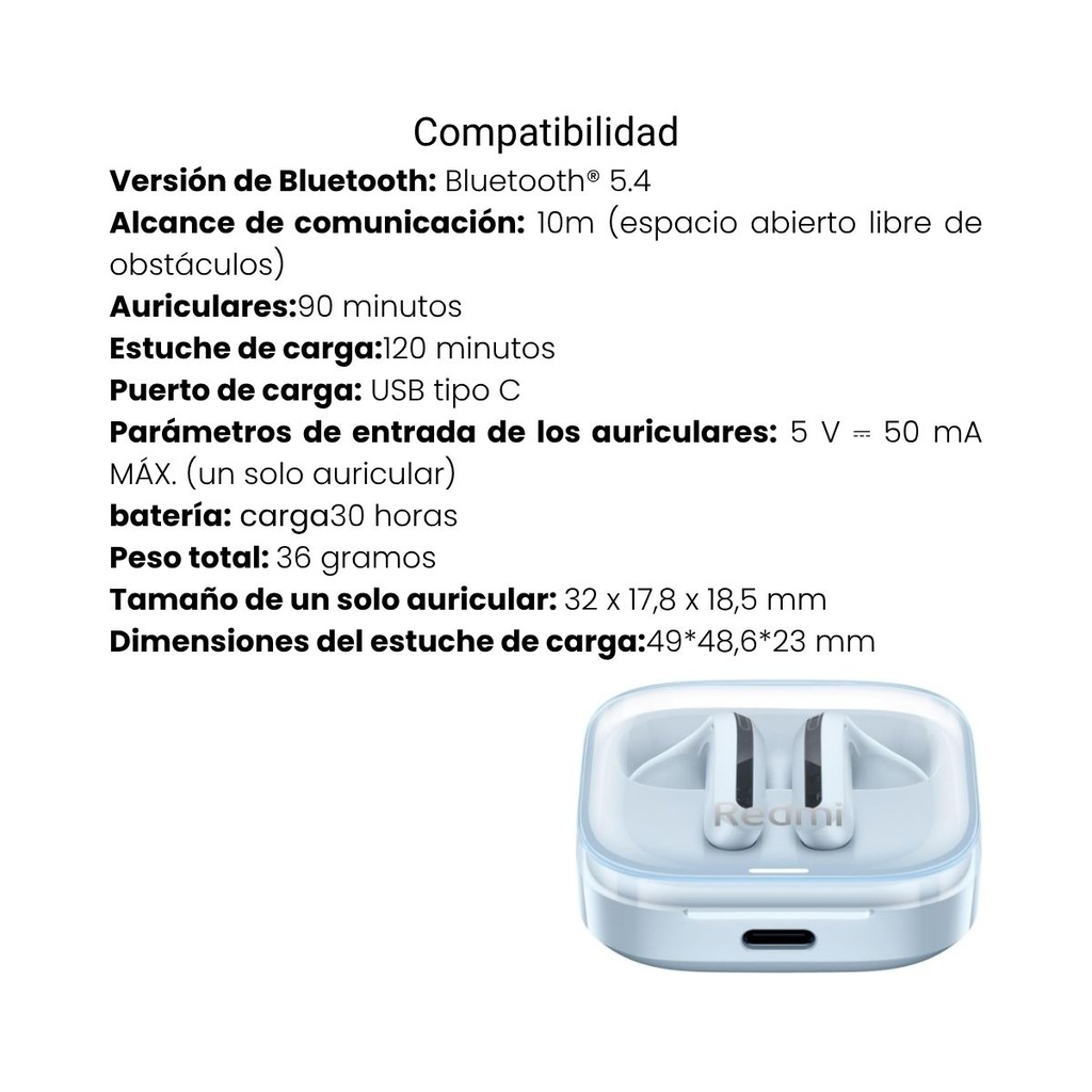 Audífonos Xiaomi Redmi Buds 6 Active - Azul Transparente 