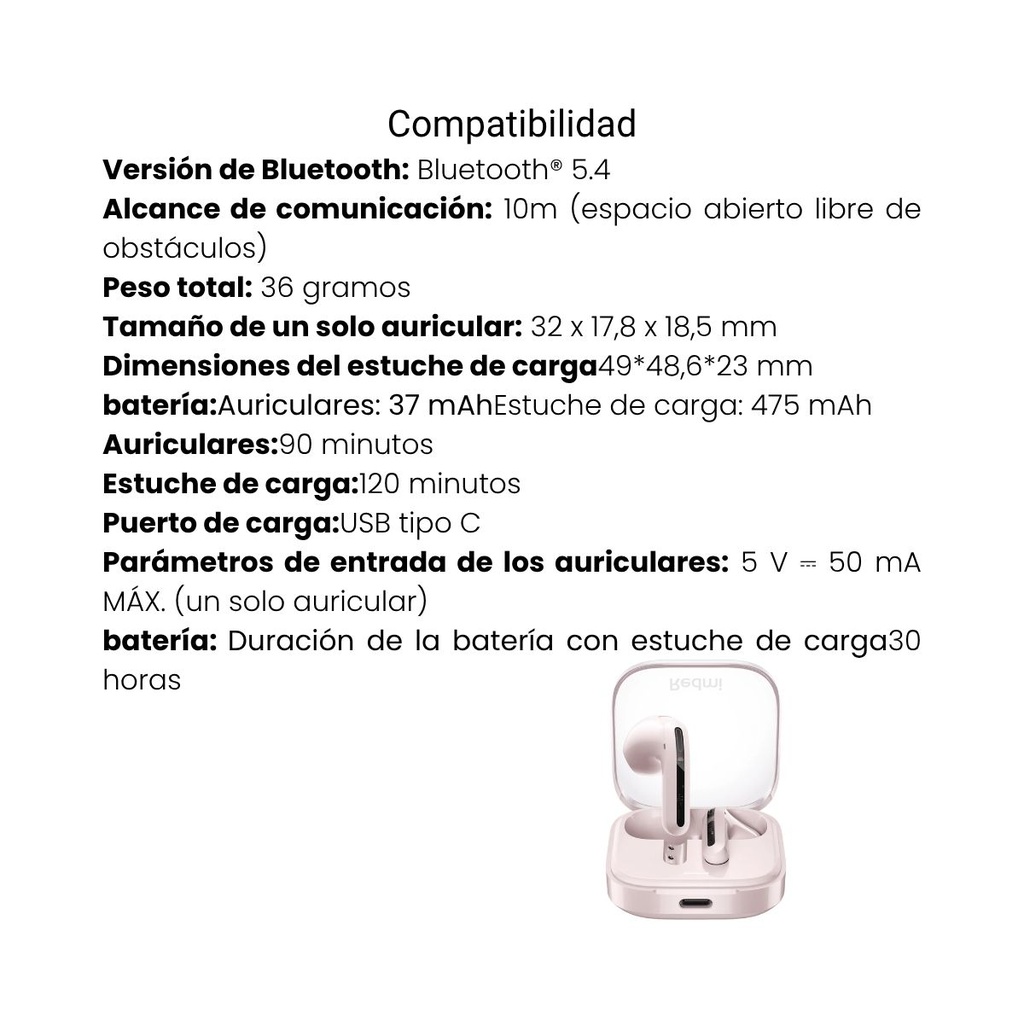 Audífonos Xiaomi Redmi Buds 6 Active - Rosa Transparente