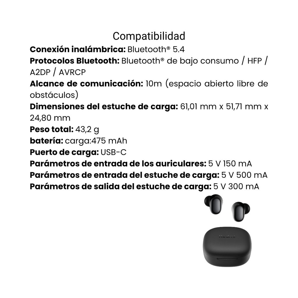 Audífonos Xiaomi Redmi Buds 6 Play Negro