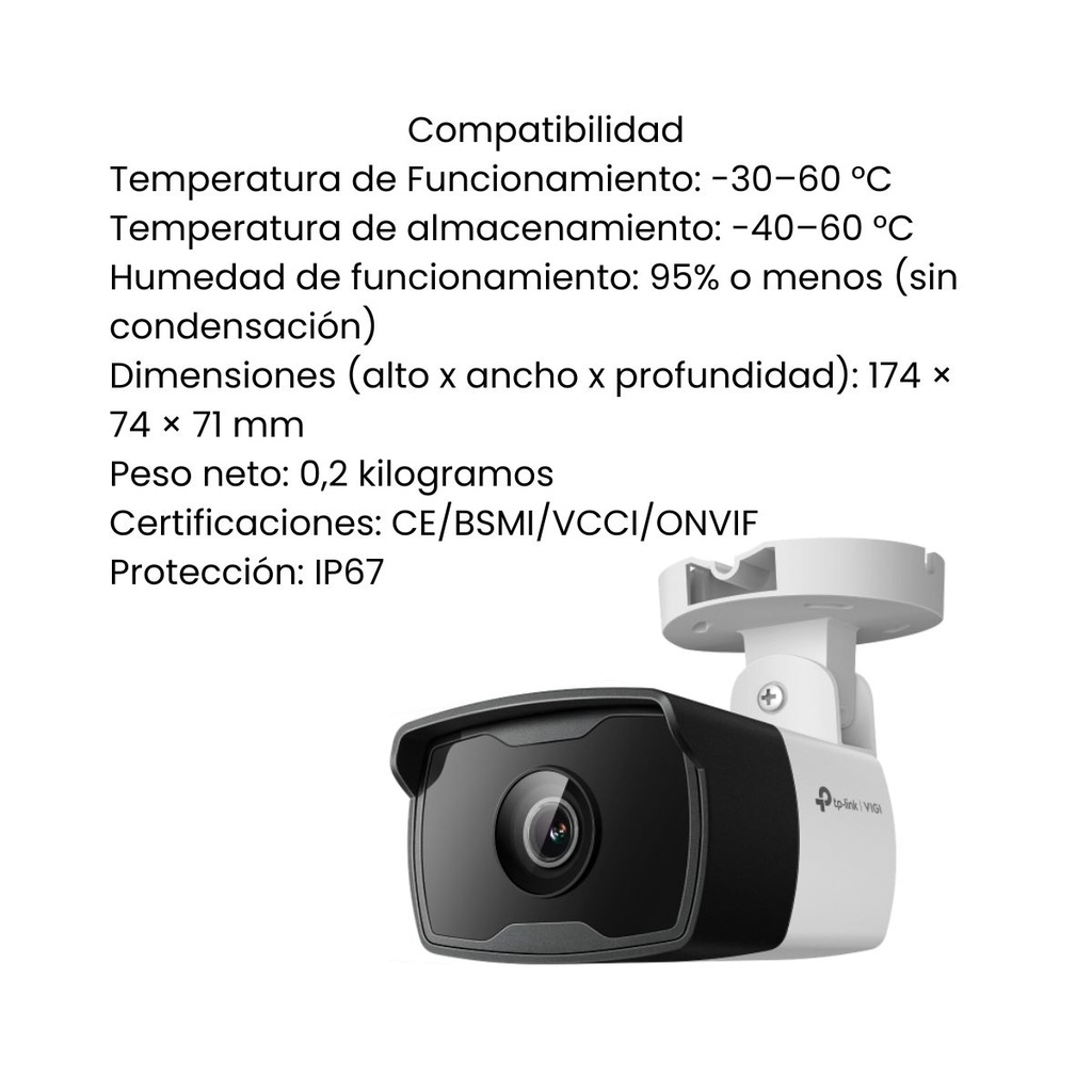 Cámara IP Bala 4MP con CHIP de Inteligencia Artificial. ESPECIFICACIONES: Codecs H.265+/H.265/H.264+/H.264, CMOS de Escaneo Progresivo a 1/3, Color/0.04 Lux@F1.6, 0 Lux con IR/Luz Blanca, 25fps/30fps (2560x1440,2304x1296, 2048x1280, 1920x1080), PoE/12V DC, Lente Fijo 4 mm.  INCLUYE Detección Inteligente (Clasifica Humanos y Vehículos), Detección d