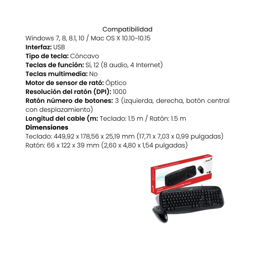 Teclado Y Mouse Alámbrico Genius Smart KM-200 - Negro