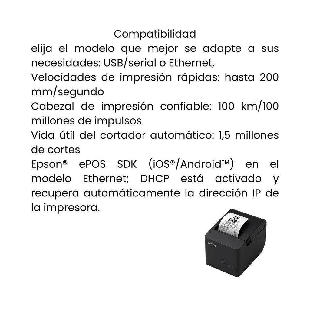 Impresora De Recibos Térmica Epson TM-T20IIIL-001 Negra