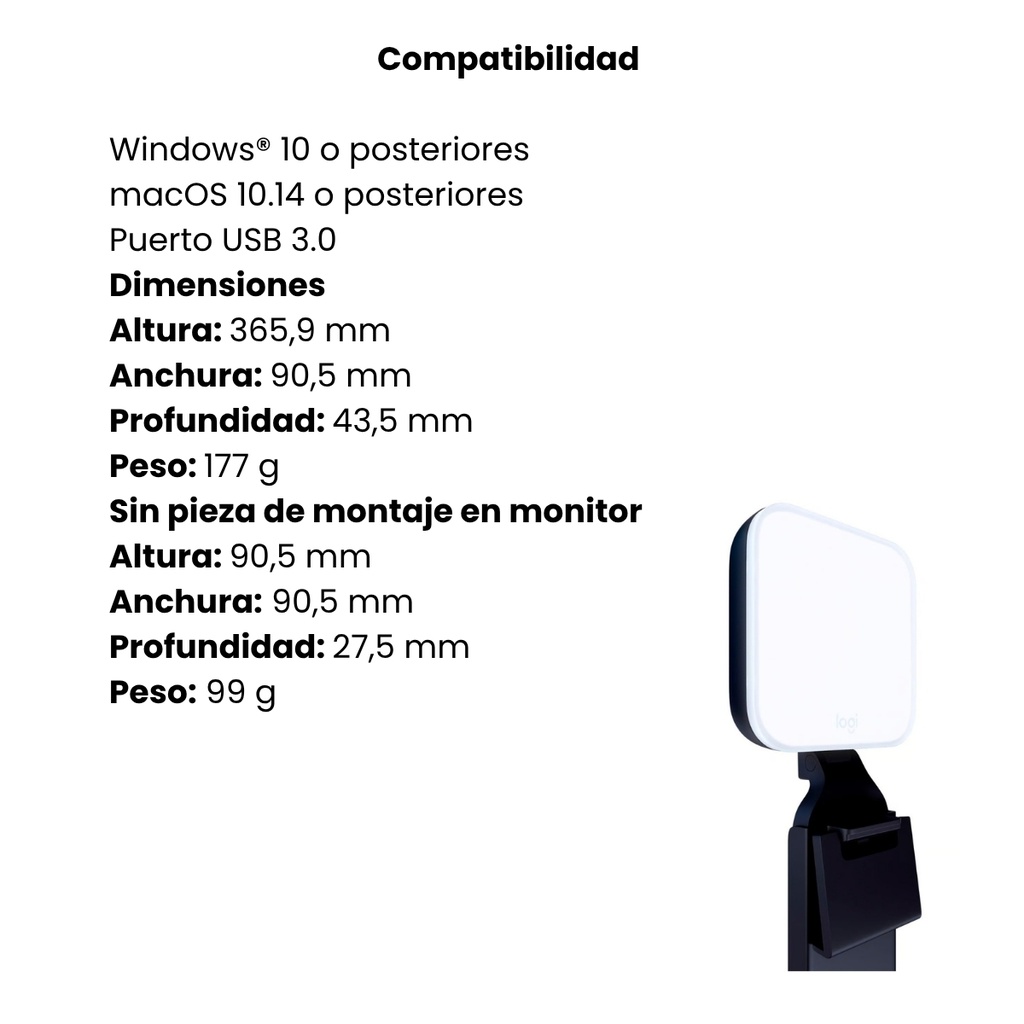 Luz Premium Logitech Litra Glow para Streaming y Iluminación Profesional
