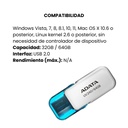 MEMORIA USB 2.0 ADATA UV240 64GB BLANCO-AZUL
