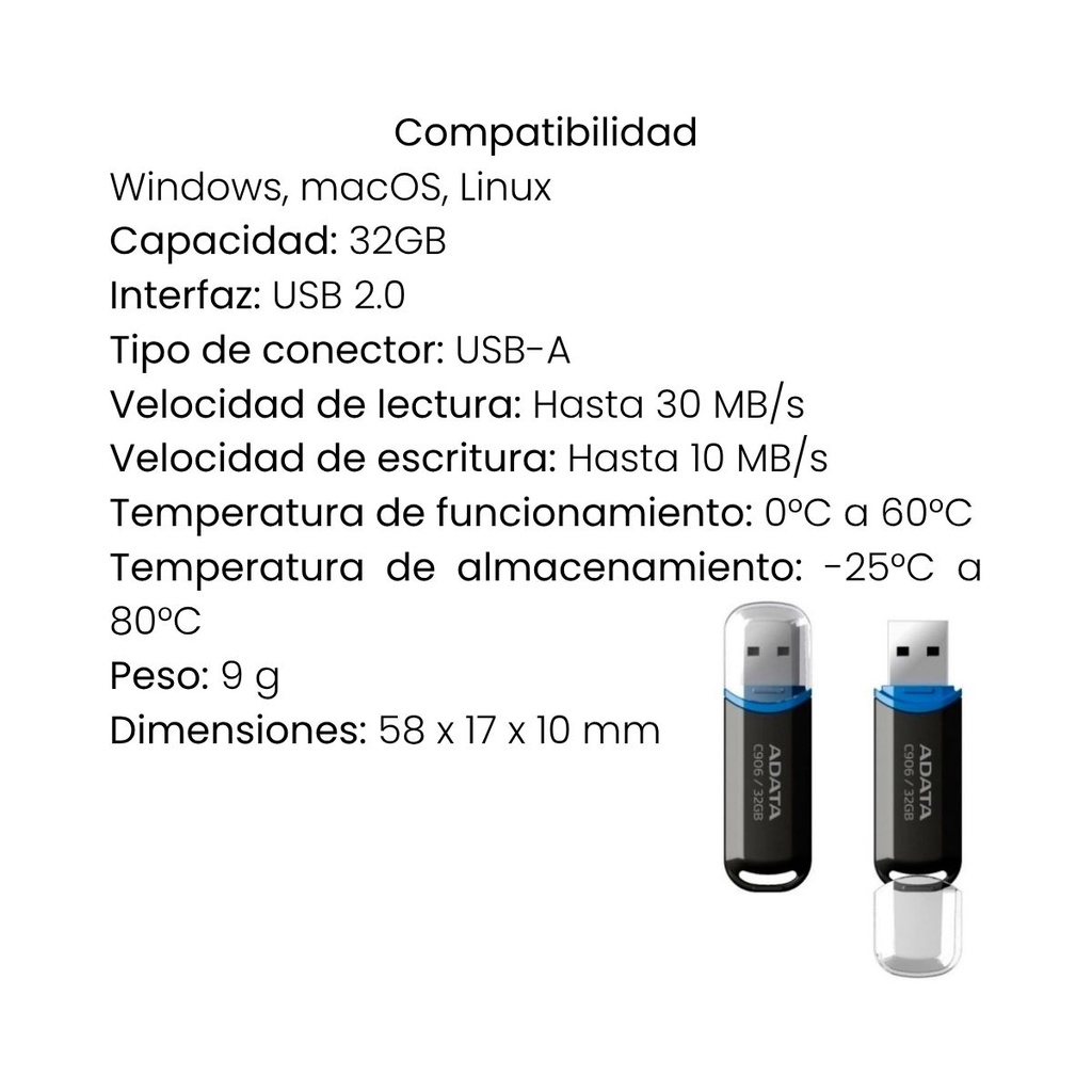 Memoria Adata USB 2.0 32GB - Negro