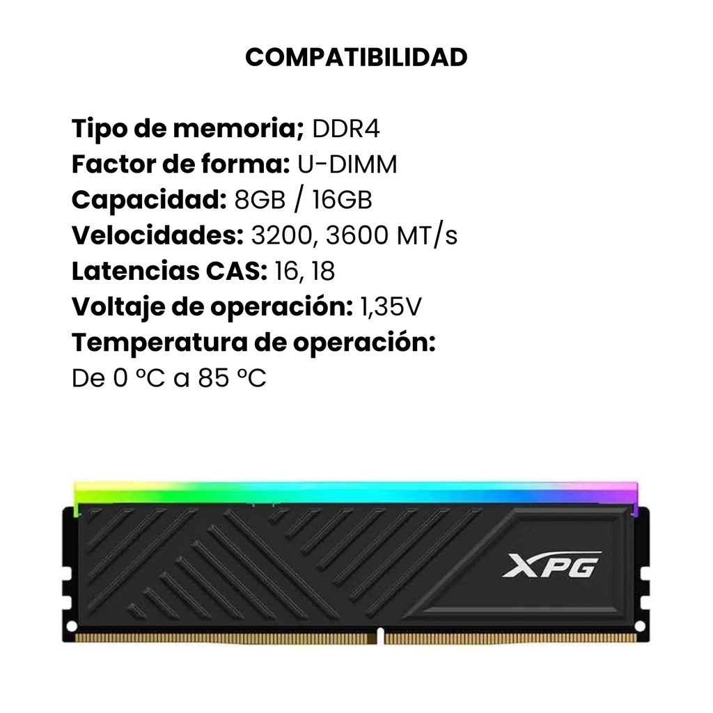 Módulo De Memoria RAM ADATA XPG Spectrix D35 DDR4 RGB-32GB 3.200 MHz - Negro