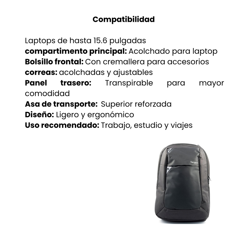 Morral TARGUS Intellect para portátiles 15,6 - Negro/Gris