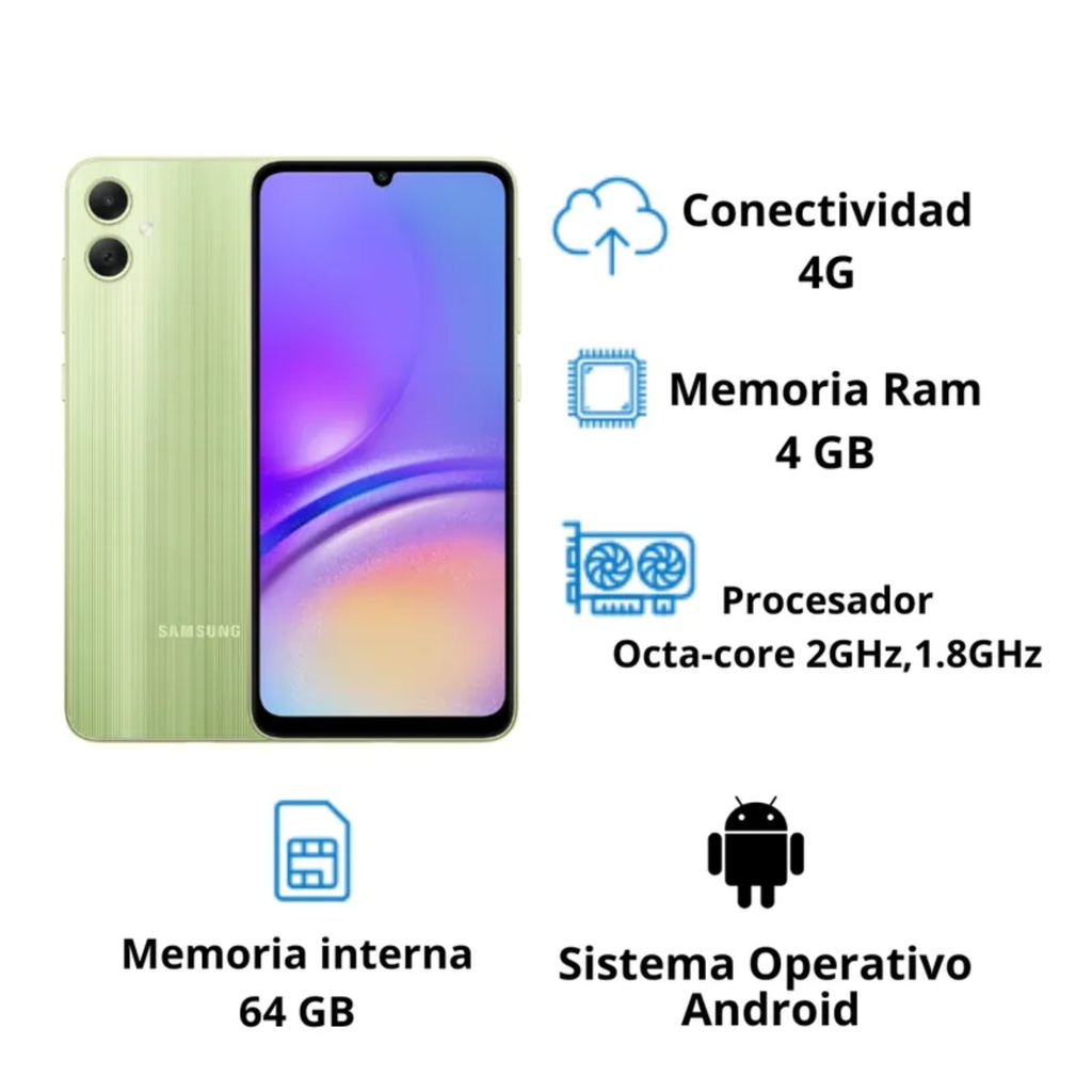 Smartphone Samsung Galaxy A05 64GB 4G Verde