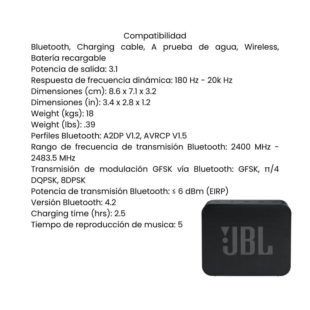 Parlante JBL Inalámbrico Bluetooth GO Essential - Negro