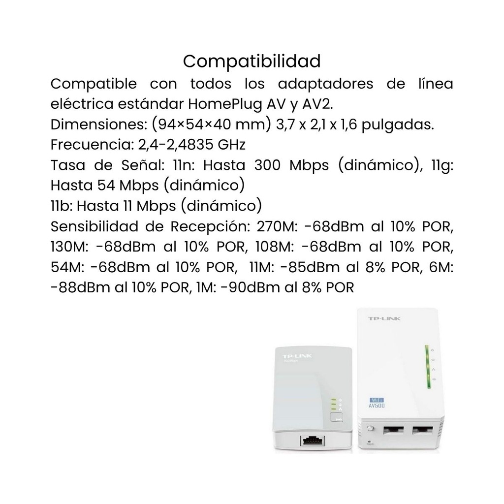 Power Line TPLINK Kit de Extensor inalámbrico  300Mbps