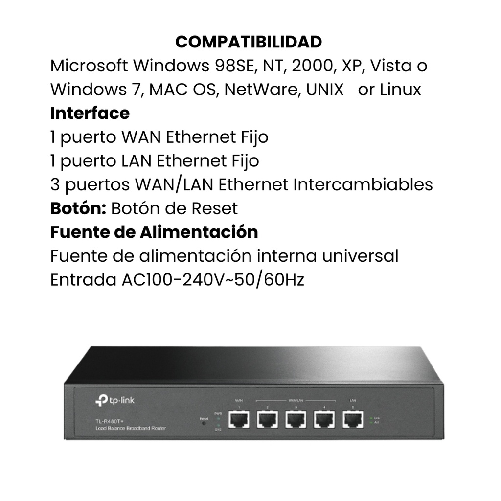 Router TPLINK 5 Puertos WAN/LAN - Negro