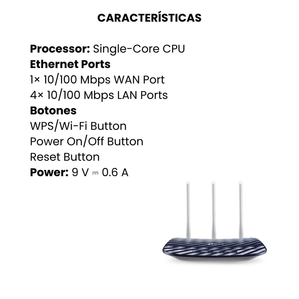 Router Archer TP-LINK Inalámbrico Doble Banda Ac750 Dual Band 3 Antenas Externas - Gris Oscuro