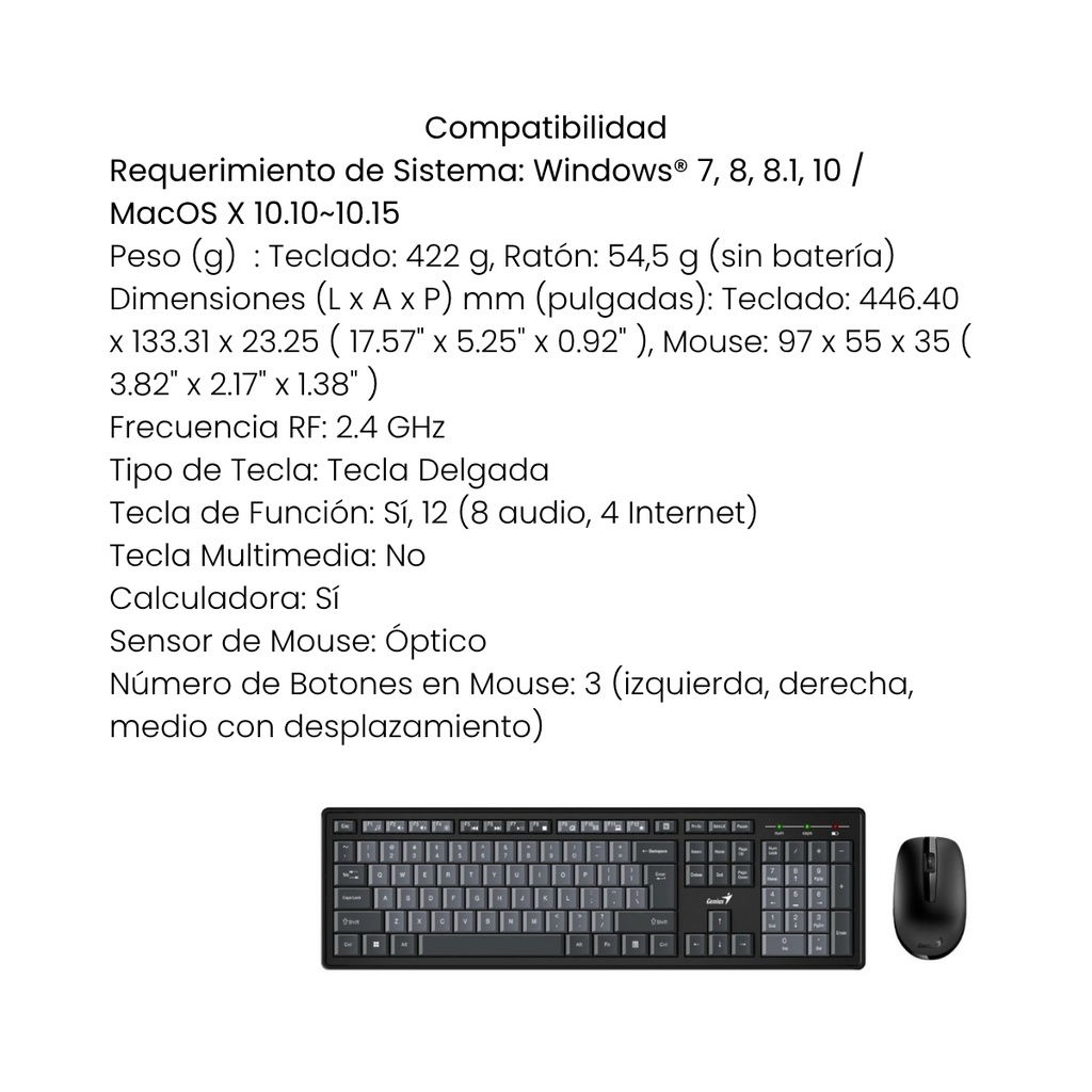 Combo Inalámbrico Genius KM-8200 – Teclado y Mouse de Alto Rendimiento