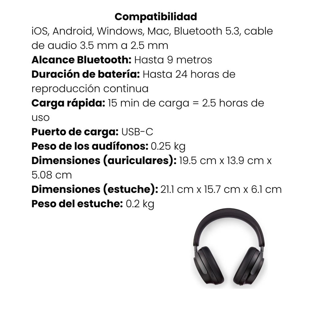 Audífono Inalámbrico Bose QuietComfort Ultra Headphones Negro