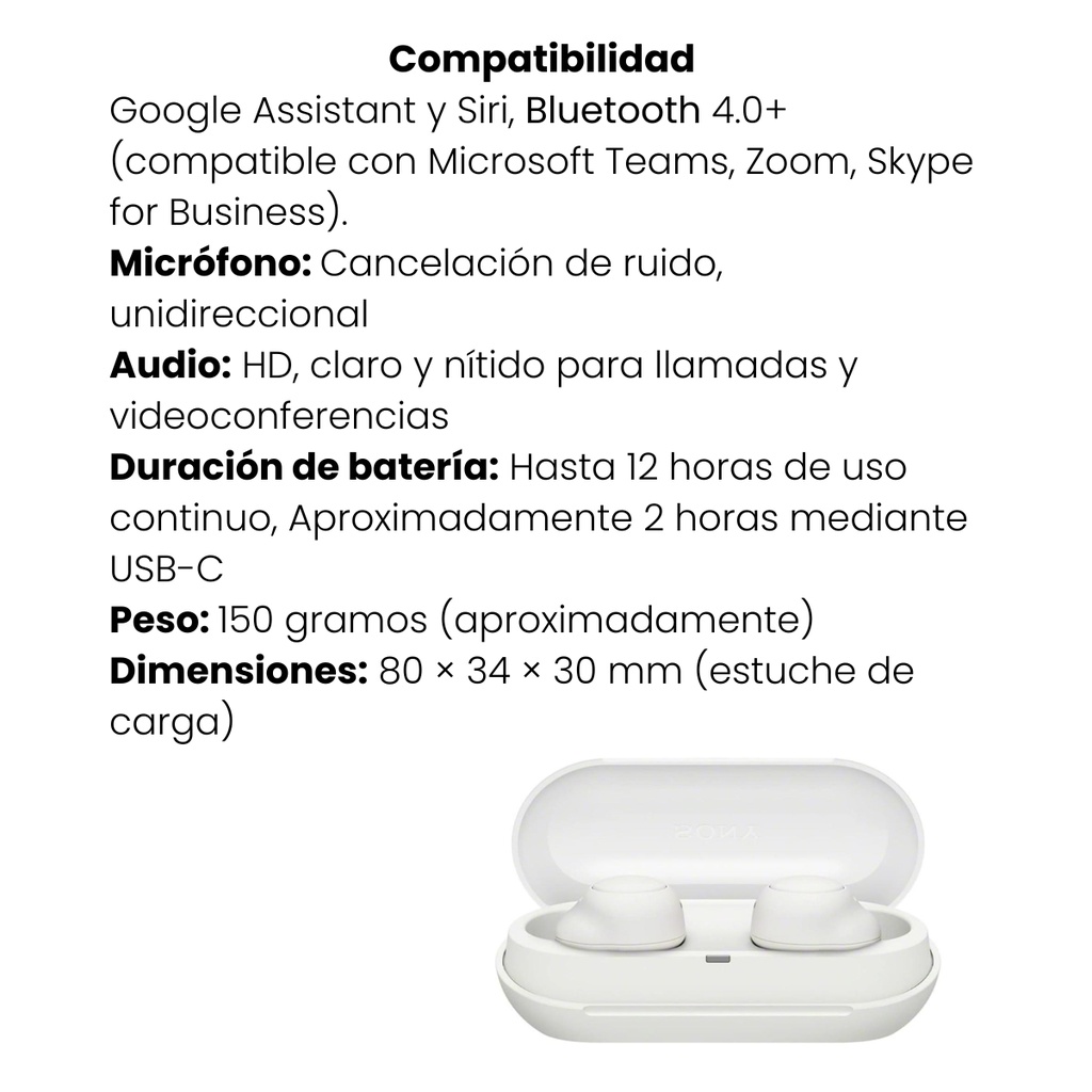 Audífonos Inalámbricos Sony WF-C500 Blanco
