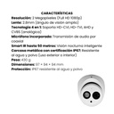 Cámara Dahua Domo 2MP 2.8mm 4 en 1, Metálica, Micrófono, Smart IR 50m, IP67 