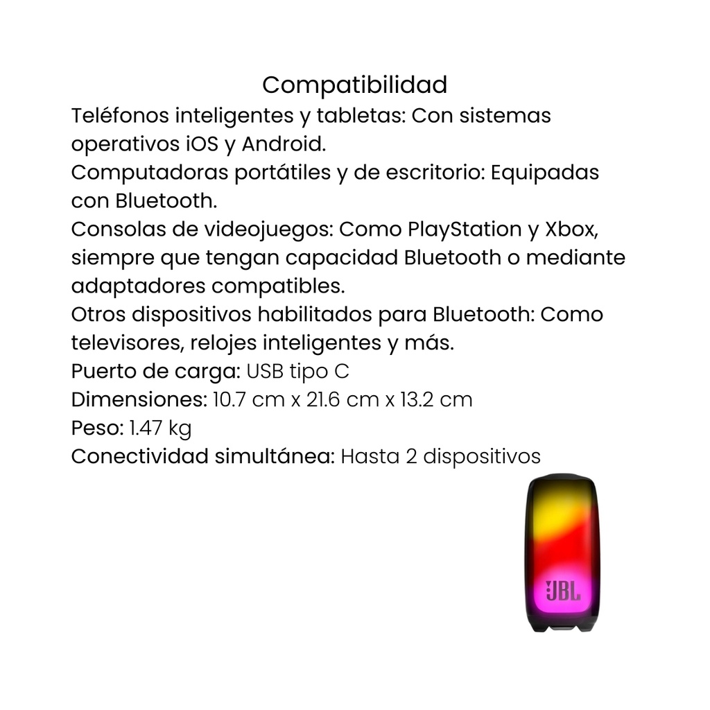 Parlante JBL Bluetooth Portatil Pulse 5