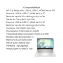 Portátil HP 14 Pulgadas Celeron N4120 8GB 256GB SSD FreeDOS Plata