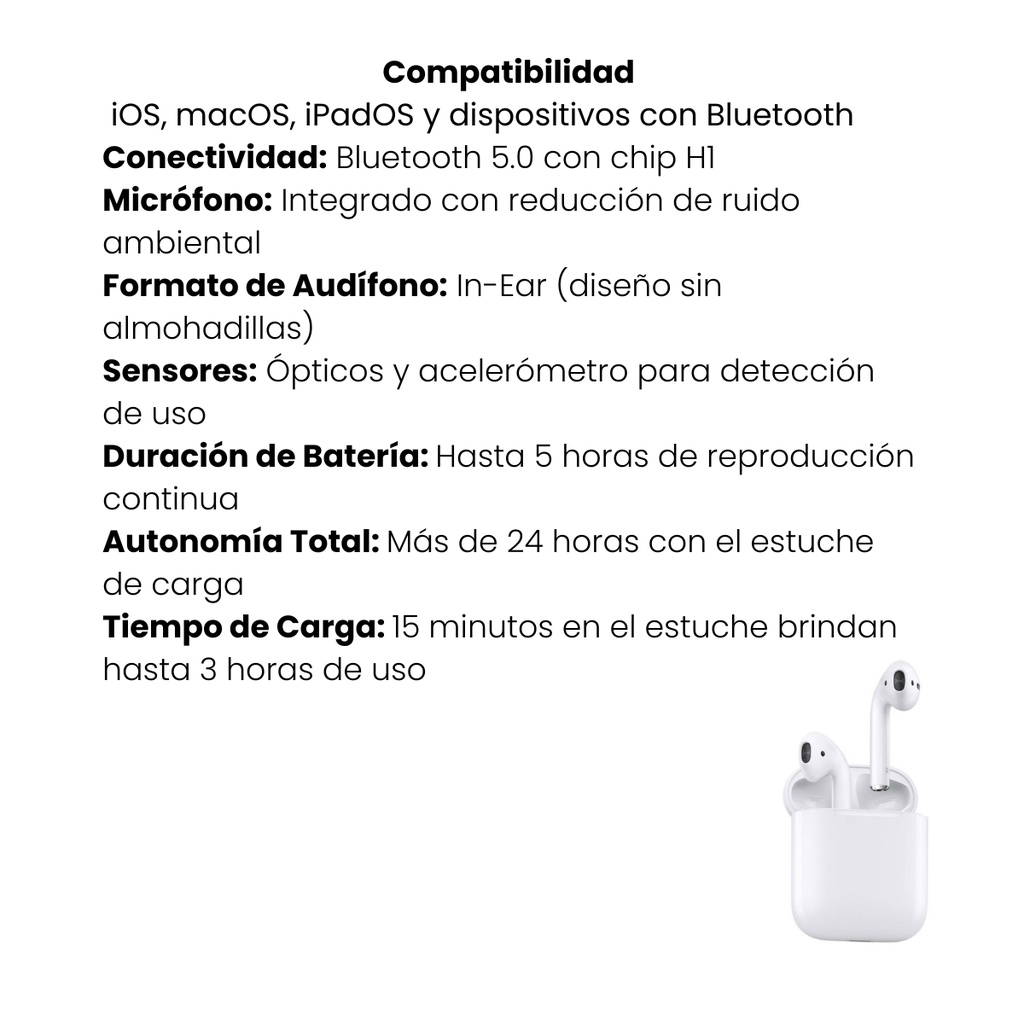 Audífonos Inalámbricos APPLE AirPods 2 Generación Blancos