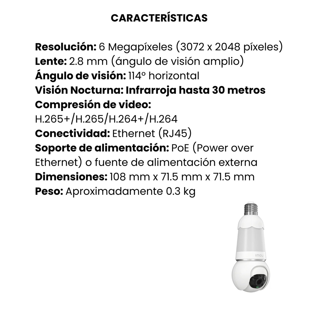 Cámara de Seguridad IMOU Bulb Cam 2K 360° con IA y Visión Nocturna