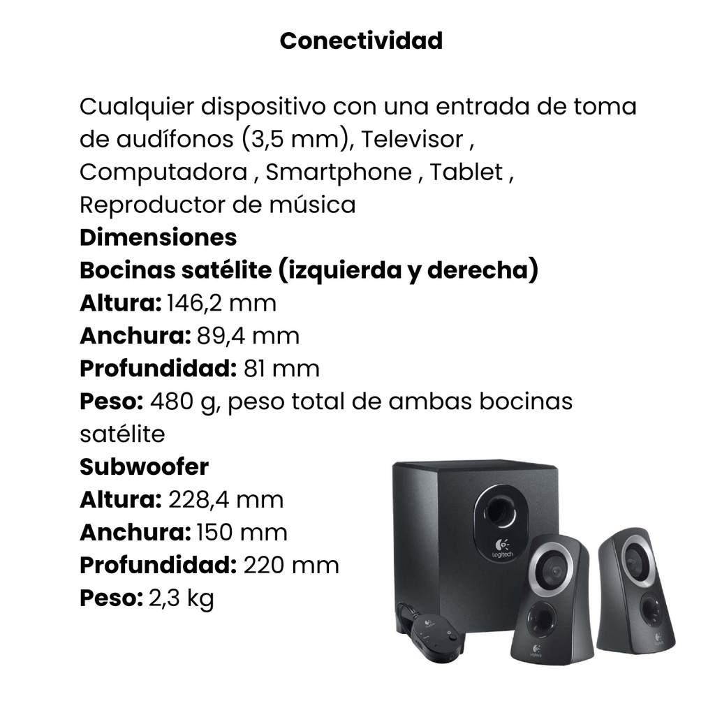 Parlante LOGITECH Z313 Con Subwoofer 2.1 Potencia 25W - Negro