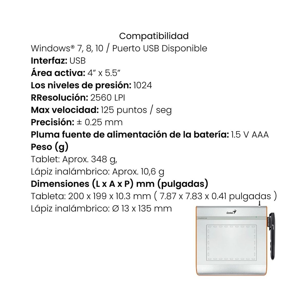 Tabla Digitalizadora Genius Easypen l405x - Plateado