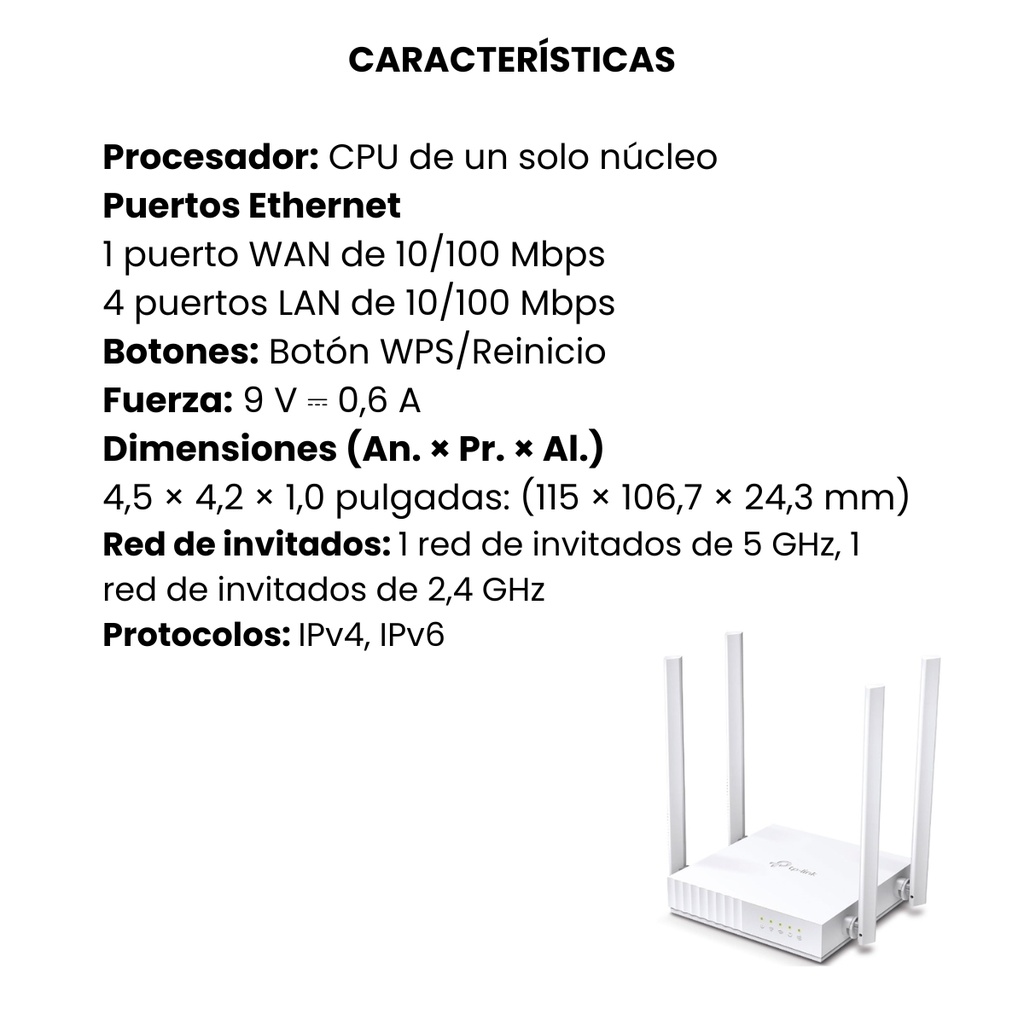 Adaptador de Red TP-LINK Nano USB Archer C24 N 2.4 GHz 150Mbps Blanco