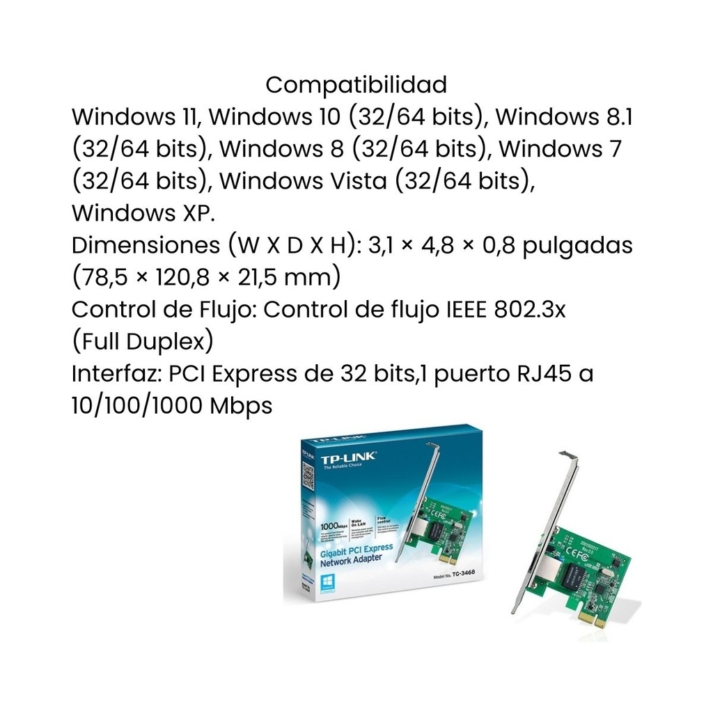 Adaptador de Red Tp-Link PCI Express Gigabit TG-3468