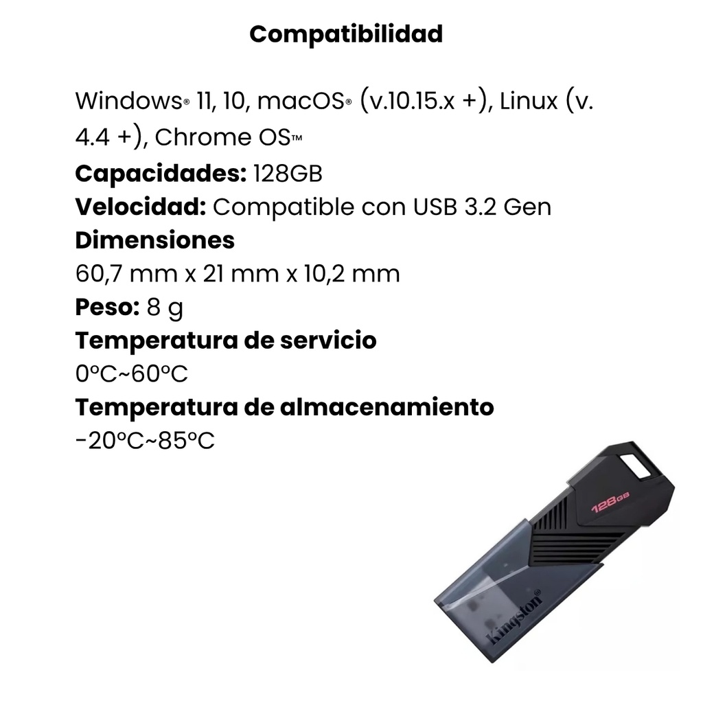USB Kingston 128GB 3.2 Gen 1 Datatravele Portable  