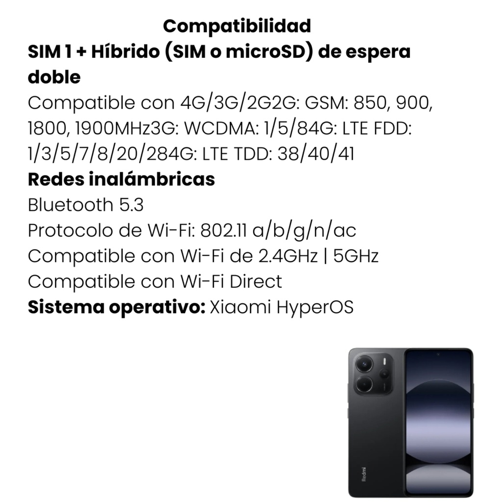 Celular Xiaomi Redmi Note 14 Midnight Black 8 RAM 256 (Colombia)