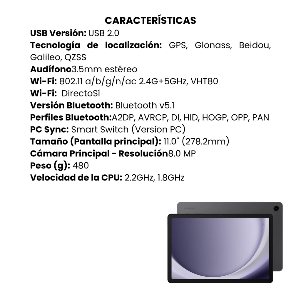 Tablet Samsung A9+WIFI 4GB/64GB 11"GR