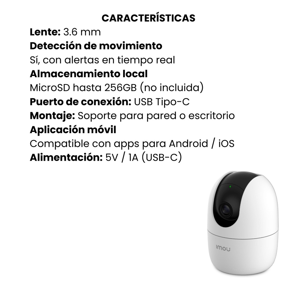 CAMARA IP RANGER 2 DE 3MP/2K 25FPS 3,6MM WIFI 2.4GHZ H.265, VISION NOCTURNA. IR10M AUDIO 2VIAS, MICROSD HASTA 256GB, DETECCION DE MOVIMIENTO, USB-C