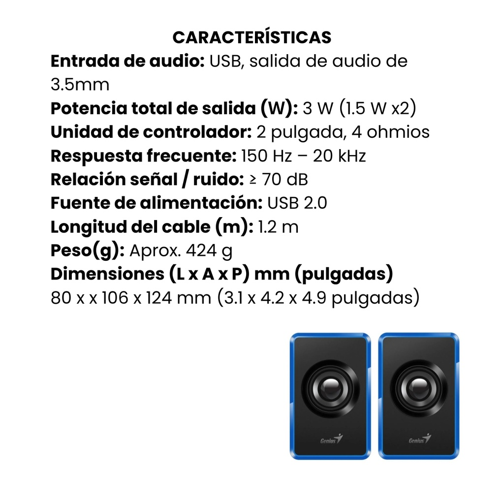 Parlante Genius Sp-U125 Azul con Conexión USB