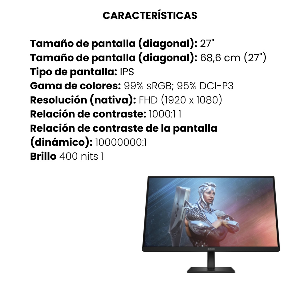 Monitor gamer Hp omen 27" Pivoteable Base Ajustable