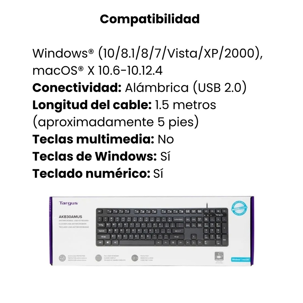 Teclado TARGUS USB Wired Keyboard, Spanish