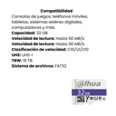 Tarjeta De Memoria MicroSD Dahua 32GB SDHC; DHI-TF-C100/32GB; Clase 10/U1/V1O; Lectura 90mb/s Escritura 15mb/s; Garantía 7 Años