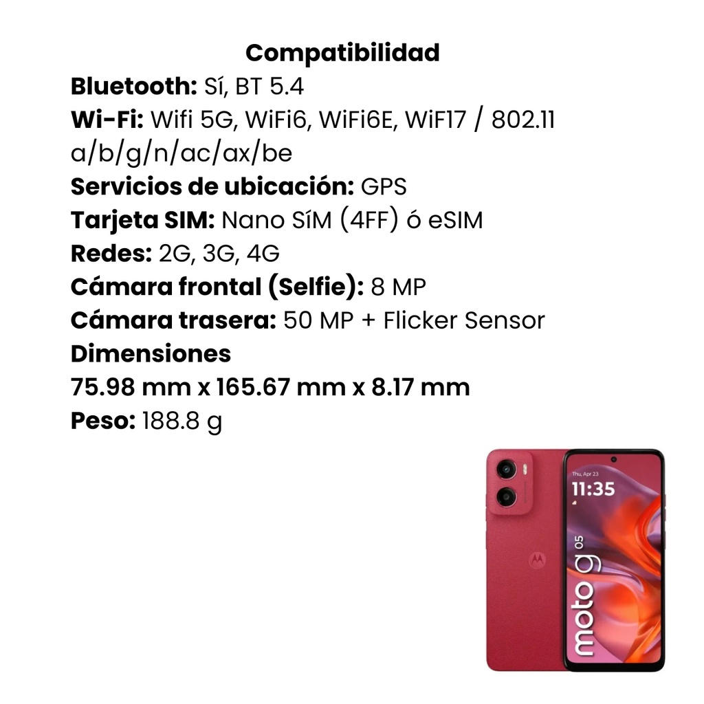 MOTO G05 4GB/128GB ROJO